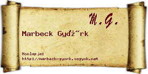 Marbeck Györk névjegykártya